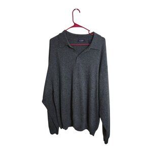 J. Ashford Sweater Men 2XL Gray Cashmere Career Preppy Grandpa Core Henley